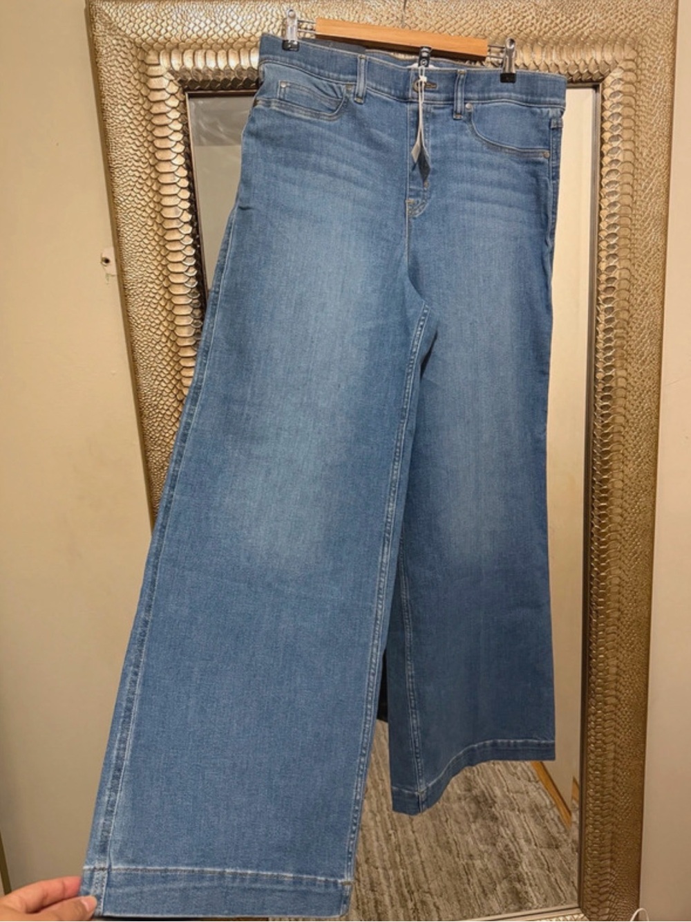 SPANX XL Blue Wide-Leg Jeans